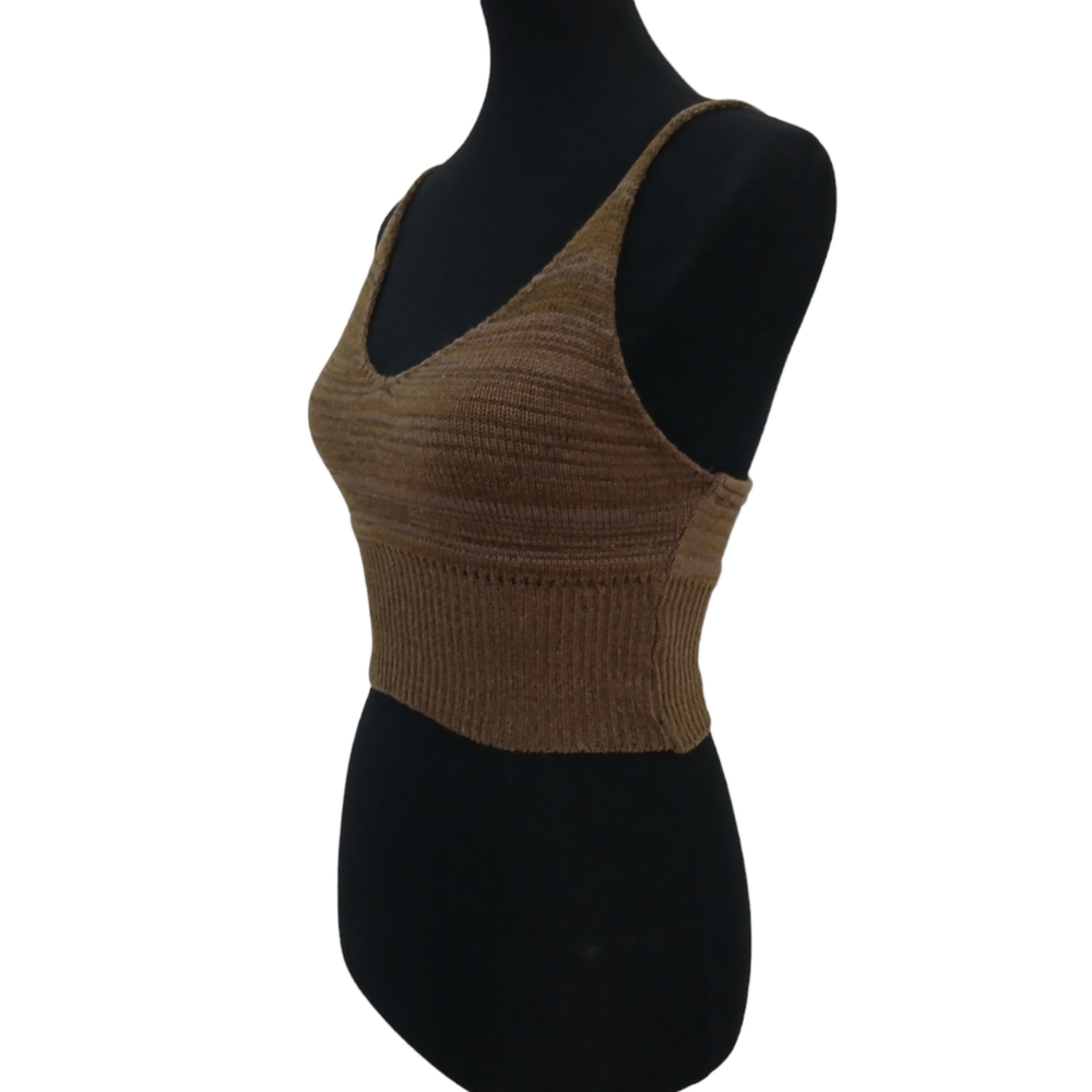 Sweater Knit Crop Tank Top Olive Green Size Small NWOT Boho Knitted Crochet Sexy - Picture 2 of 9